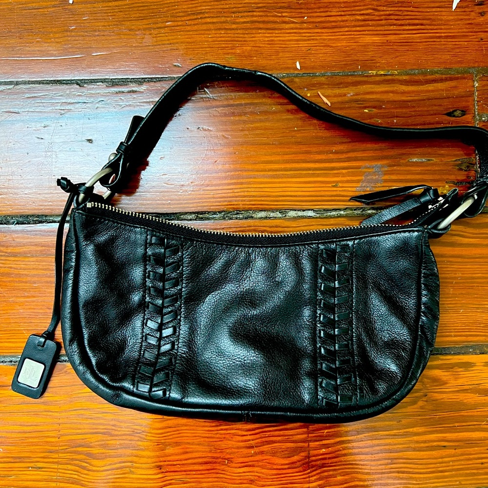 Lauren by Ralph Lauren black leather purse with braid detail.  Like new.